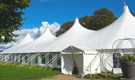 high-quality portable toilets stationed at a wedding, meeting the needs of guests throughout the outdoor reception in Brooklyn